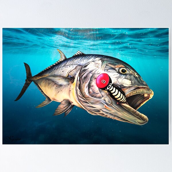 Giant Trevally and stick bait Poster for Sale by Paul Kyriakides