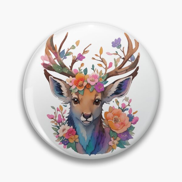 Artikelvorschau, Sambar-Hirsch mit Aquarellblumen entworfen und verkauft von jmccur.