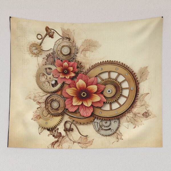 Item preview,  Steampunk Flowers on old Manuscript designed and sold by BrandonArtWorld.