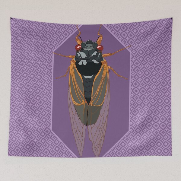 Item preview, Cicada on purple background  designed and sold by Amy--Katie.