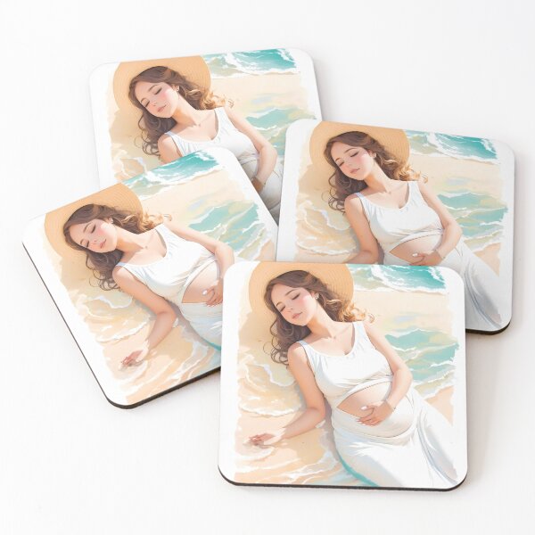 Item preview, Pregnant Girl Relaxing On a Beach With Sand And Ocean Waves Sunny Travel designed and sold by TriniTeeClub.