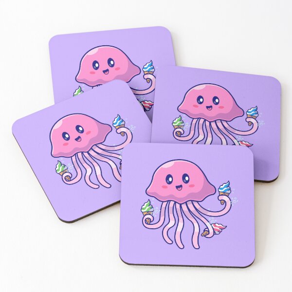 Item preview, Sweet Delight: Cute Jellyfish Eating Ice Cream Cone - Cartoon Vector Illustration designed and sold by hjian8219.