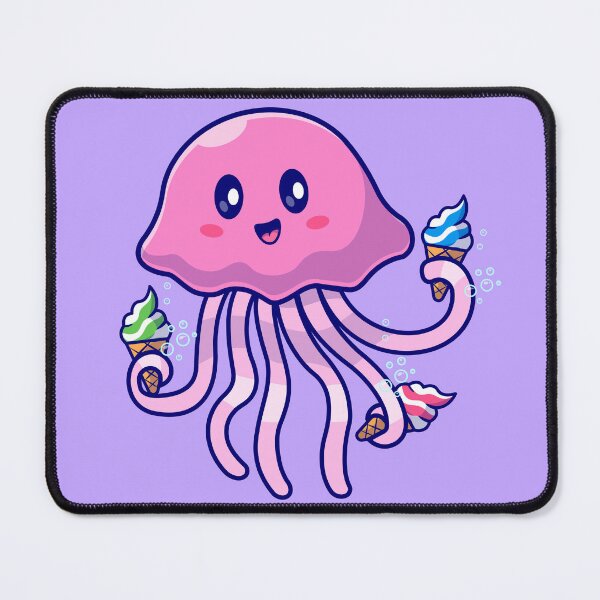 Item preview, Sweet Delight: Cute Jellyfish Eating Ice Cream Cone - Cartoon Vector Illustration designed and sold by hjian8219.