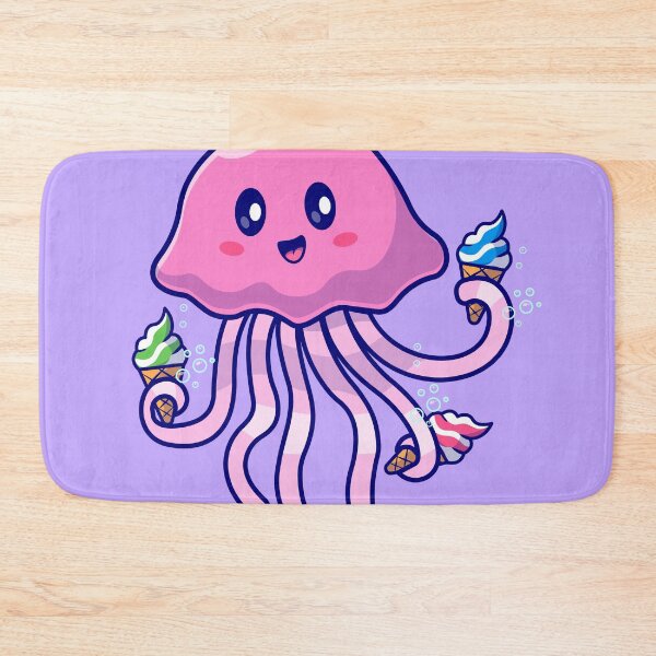 Item preview, Sweet Delight: Cute Jellyfish Eating Ice Cream Cone - Cartoon Vector Illustration designed and sold by hjian8219.