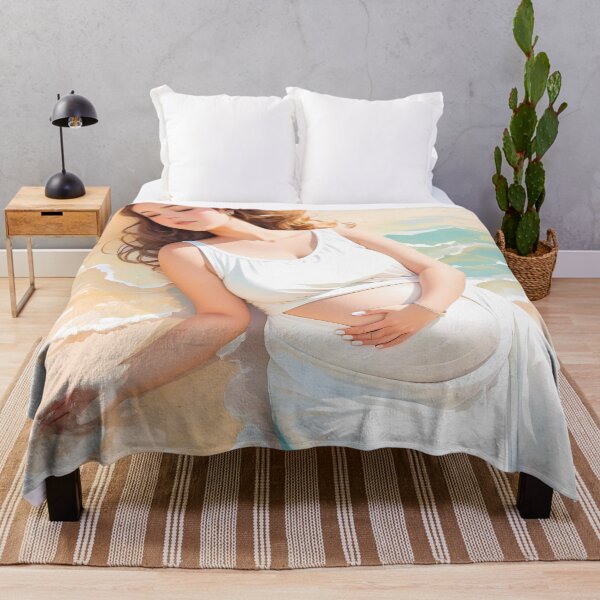 Item preview, Pregnant Girl Relaxing On a Beach With Sand And Ocean Waves Sunny Travel designed and sold by TriniTeeClub.