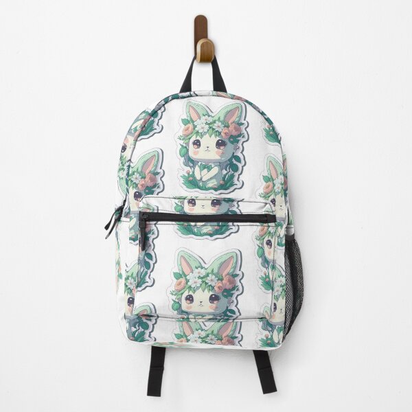 Artikelvorschau, Chibi-Baby, weißes und graues schlafendes Kaninchen mit Blumenkrone, Vintage-süßes Häschen, Flora, Aquarellfauna entworfen und verkauft von Print&Perfection  ⭐⭐⭐⭐⭐.