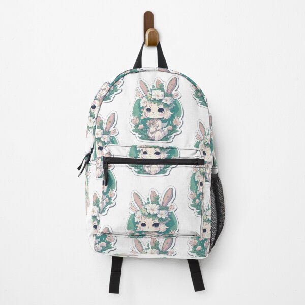 Artikelvorschau, Chibi-Baby, weißes und graues schlafendes Kaninchen mit Blumenkrone, Vintage-süßes Häschen, Flora, Aquarellfauna entworfen und verkauft von Print&Perfection  ⭐⭐⭐⭐⭐.