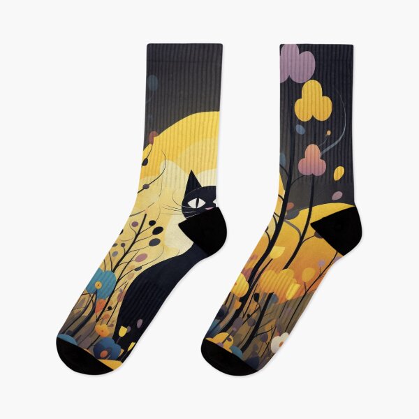 Item preview, Whimsical Cat in a Garden of Abstract Blooms - A Soft Color Palette designed and sold by PaintbrushPlace.