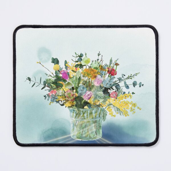 Item preview, Glass vase of flowers, Turquoise, Teal  designed and sold by MouseCatty.