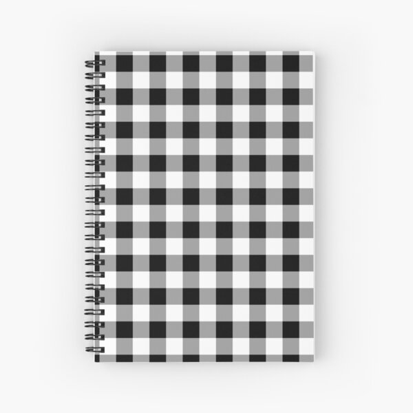 Black Buffalo Plaid Pattern Stripes Spiral Notebook