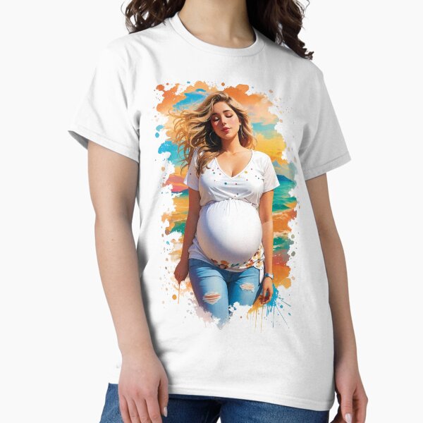 Item preview, Soon To Be Mommy With Belly Dreaming Woman Colorful Picture designed and sold by TriniTeeClub.