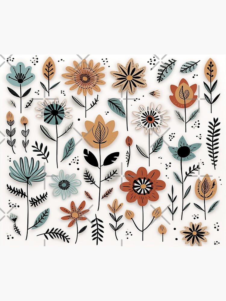 Muted Floral Doodles Vinyl