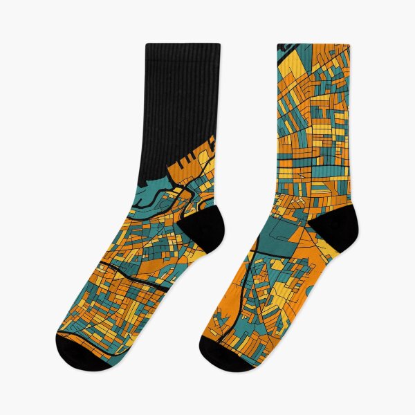 Item preview, Cleveland Map Pattern in Orange & Teal designed and sold by PatternMaps.