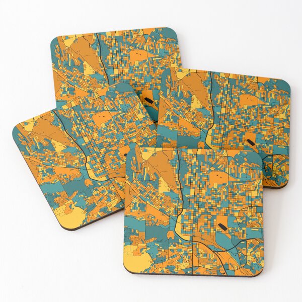 Item preview, Colorado Springs Map Pattern in Orange & Teal designed and sold by PatternMaps.