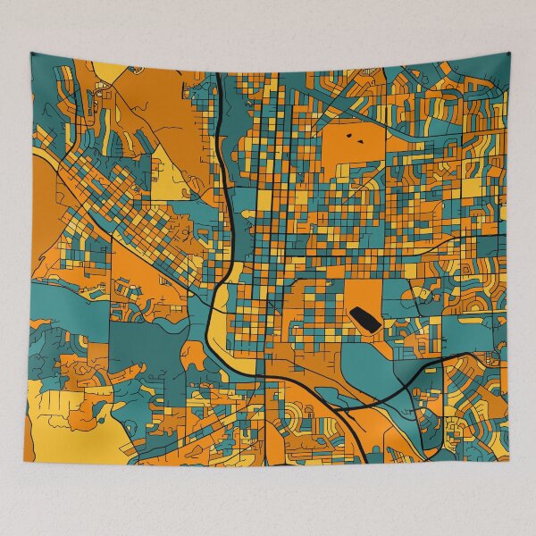 Item preview, Colorado Springs Map Pattern in Orange & Teal designed and sold by PatternMaps.