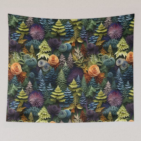 Item preview, 3d vibrant forest, paper art, highly detailed, intricate detail, 3d style designed and sold by evk-art.