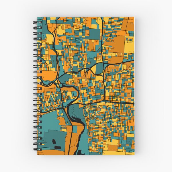 Item preview, Columbus Map Pattern in Orange & Teal designed and sold by PatternMaps.