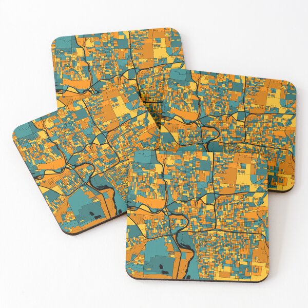 Item preview, Columbus Map Pattern in Orange & Teal designed and sold by PatternMaps.