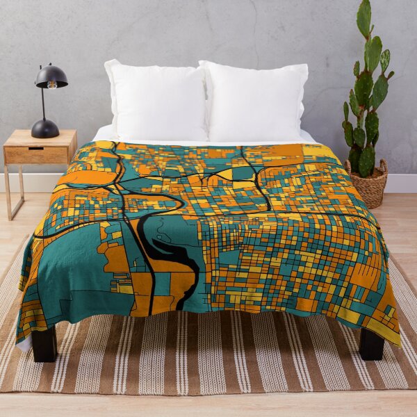 Item preview, Columbus Map Pattern in Orange & Teal designed and sold by PatternMaps.