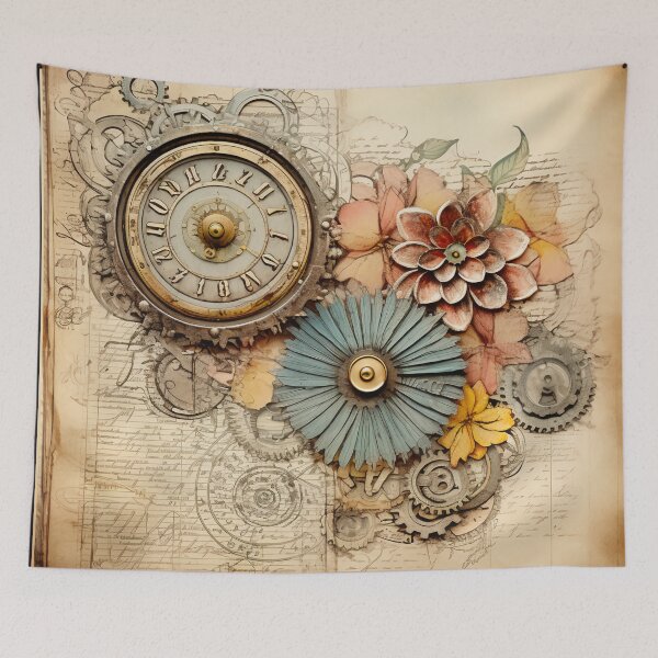 Item preview, Steampunk Flowers on old Manuscript designed and sold by BrandonArtWorld.