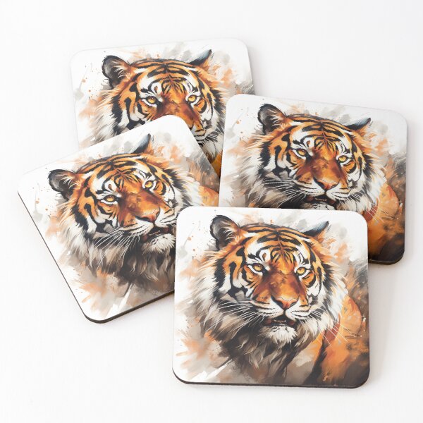 Item preview, Majestic Tiger Illustration - Striking Detail and Bold Colors designed and sold by PaintbrushPlace.