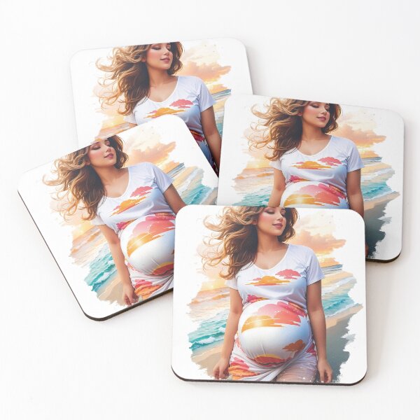 Item preview, Expecting Girl Relaxing On a Sunset Beach With Sand And Ocean Waves Exotic Travel designed and sold by TriniTeeClub.