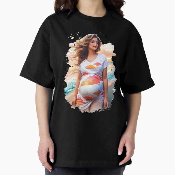 Item preview, Expecting Girl Relaxing On a Sunset Beach With Sand And Ocean Waves Exotic Travel designed and sold by TriniTeeClub.