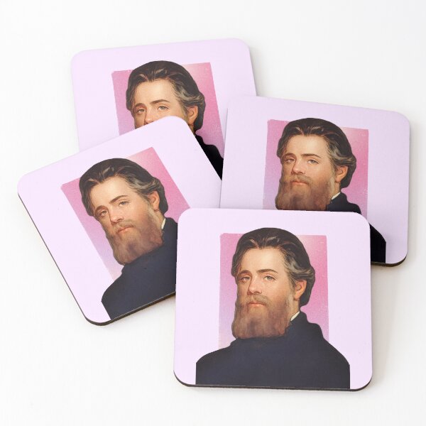 Item preview, American Novelist Herman Melville - pink - illustration  designed and sold by Litstoy.