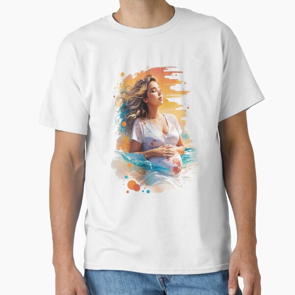 Item preview, Expecting Woman Relaxing On a Sunset Beach With Sand And Ocean Exotic Travel designed and sold by TriniTeeClub.