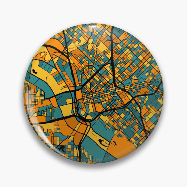 Artikelvorschau, Dallas-Kartenmuster in Orange und Blaugrün entworfen und verkauft von PatternMaps.
