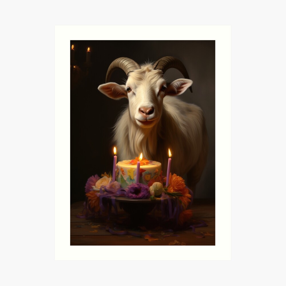 Festive Goat And Birthday Cake Card | Zazzle