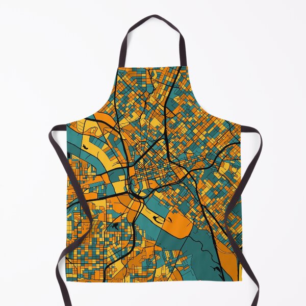 Aperçu de l'œuvre Motif de carte de Dallas en orange et bleu sarcelle créée et vendue par PatternMaps.