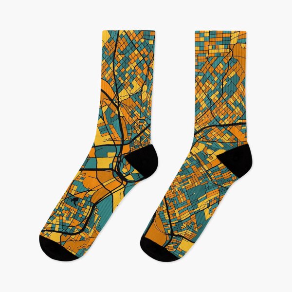 Item preview, Dallas Map Pattern in Orange & Teal designed and sold by PatternMaps.
