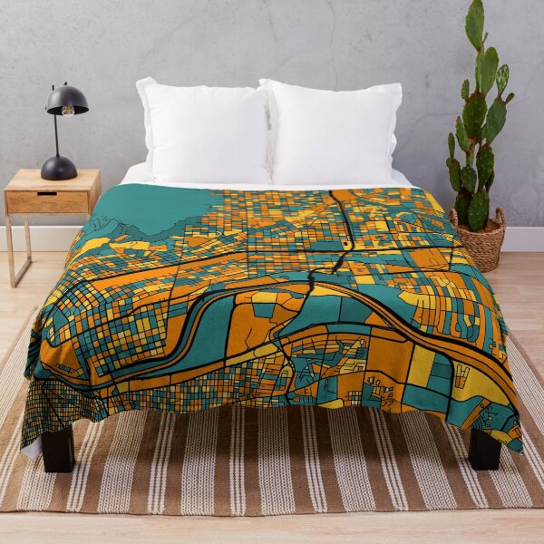 Item preview, El Paso Map Pattern in Orange & Teal designed and sold by PatternMaps.