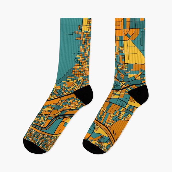 Item preview, El Paso Map Pattern in Orange & Teal designed and sold by PatternMaps.