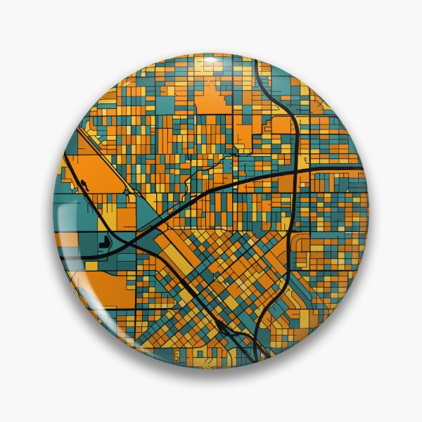 Artikelvorschau, Fresno-Kartenmuster in Orange und Blaugrün entworfen und verkauft von PatternMaps.