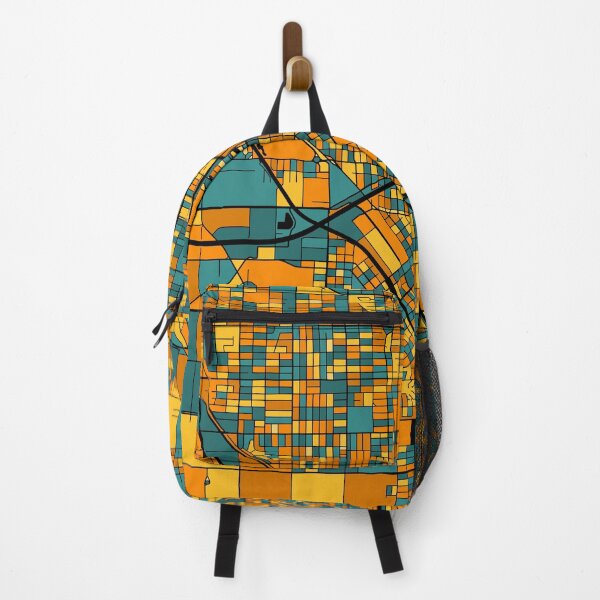 Item preview, Fresno Map Pattern in Orange & Teal designed and sold by PatternMaps.