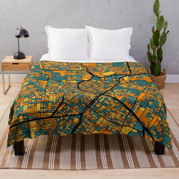 Item preview, Houston Map Pattern in Orange & Teal designed and sold by PatternMaps.