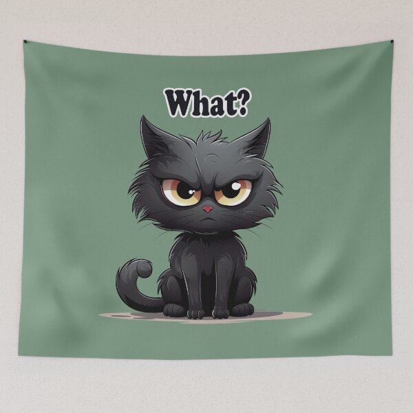 Item preview, Black Cat Meme - What? designed and sold by Puristock.