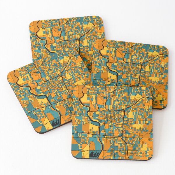 Item preview, Indianapolis Map Pattern in Orange & Teal designed and sold by PatternMaps.