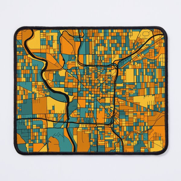 Item preview, Indianapolis Map Pattern in Orange & Teal designed and sold by PatternMaps.