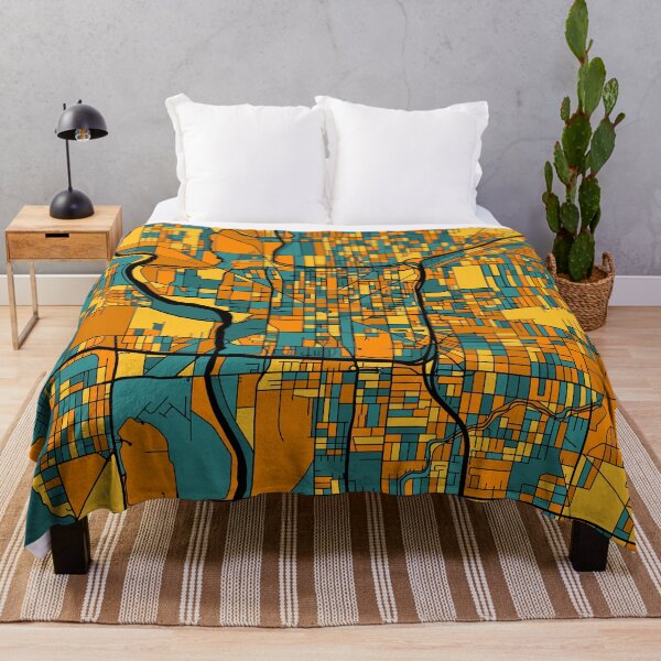 Item preview, Indianapolis Map Pattern in Orange & Teal designed and sold by PatternMaps.