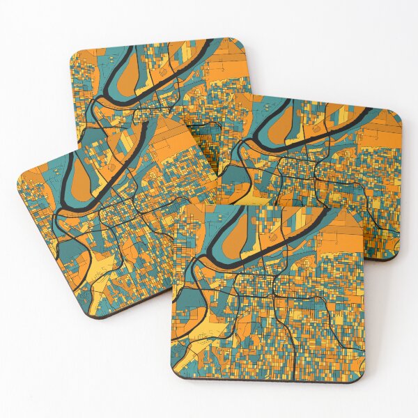 Item preview, Kansas City Map Pattern in Orange & Teal designed and sold by PatternMaps.