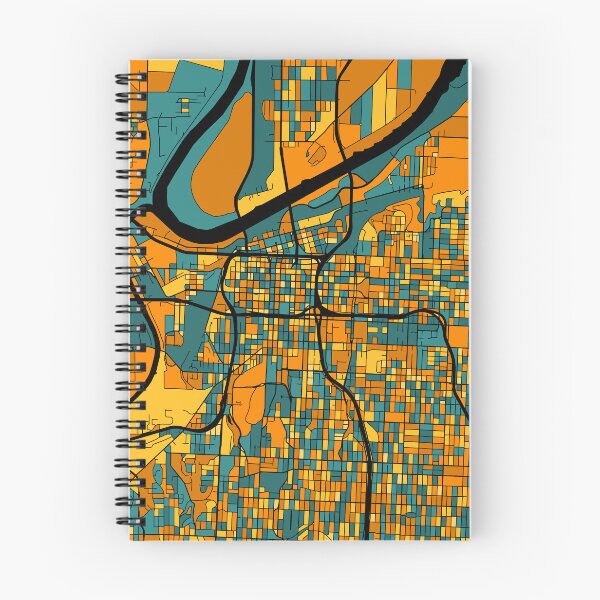 Item preview, Kansas City Map Pattern in Orange & Teal designed and sold by PatternMaps.