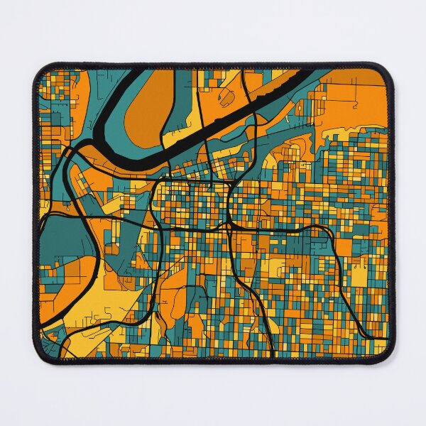 Item preview, Kansas City Map Pattern in Orange & Teal designed and sold by PatternMaps.