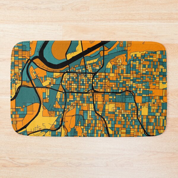 Item preview, Kansas City Map Pattern in Orange & Teal designed and sold by PatternMaps.