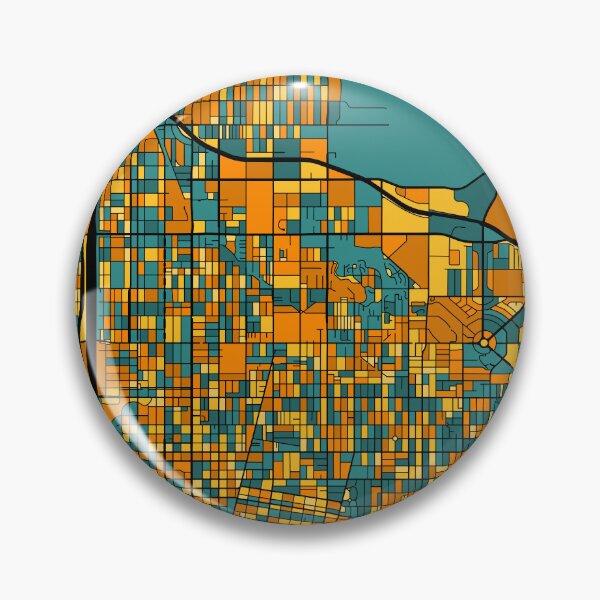 Item preview, Long Beach Map Pattern in Orange & Teal designed and sold by PatternMaps.