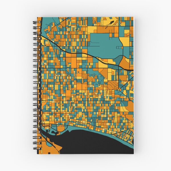 Item preview, Long Beach Map Pattern in Orange & Teal designed and sold by PatternMaps.