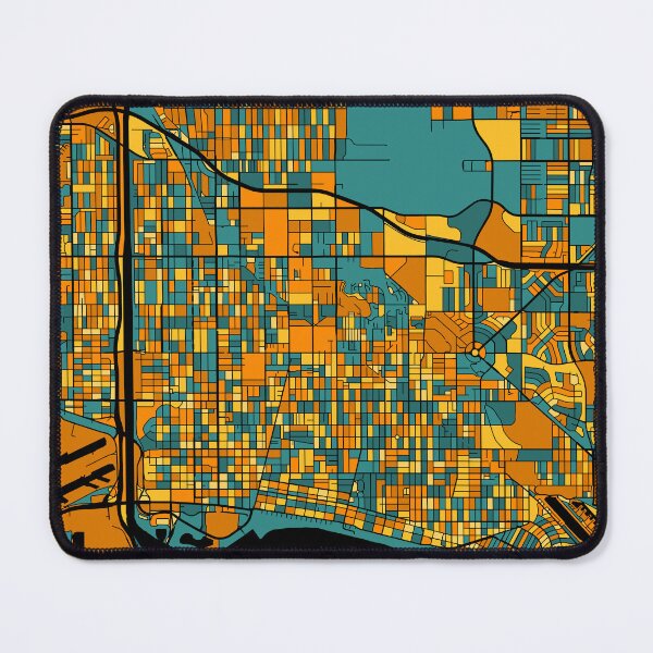 Item preview, Long Beach Map Pattern in Orange & Teal designed and sold by PatternMaps.