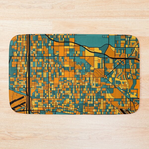 Item preview, Long Beach Map Pattern in Orange & Teal designed and sold by PatternMaps.